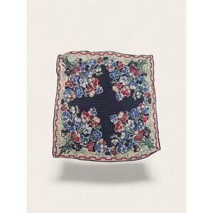 Vintage Silk Georgette Floral Hand Rolled Handkerchief | WWII Era Hankie